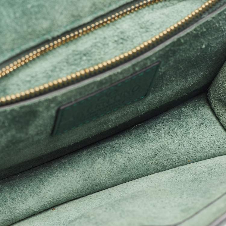 Pre Owned Valentino Green Leather Small Rockstud Glam Lock Flap Bag