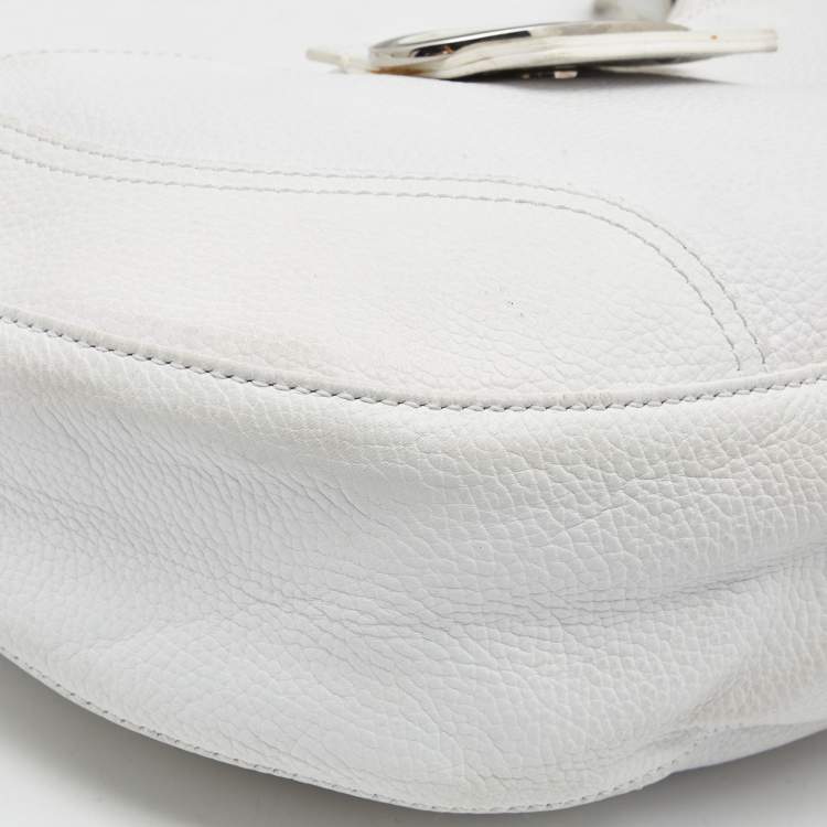 Pre Owned Valentino White Leather VLogo Flap Hobo