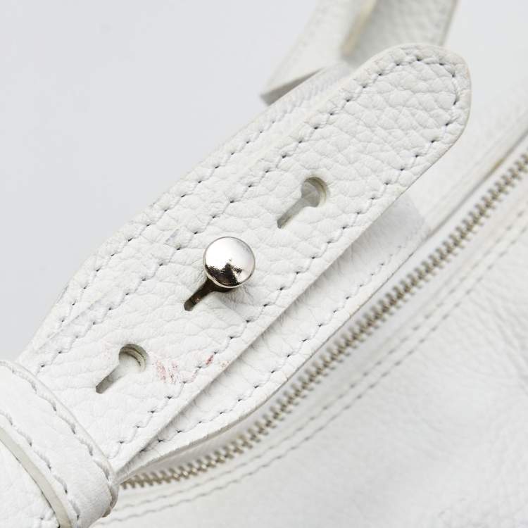 Pre Owned Valentino White Leather VLogo Flap Hobo