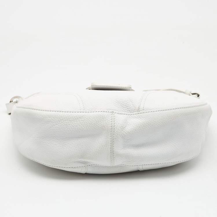 Pre Owned Valentino White Leather VLogo Flap Hobo