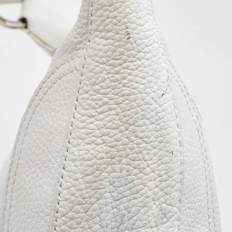 Pre Owned Valentino White Leather VLogo Flap Hobo
