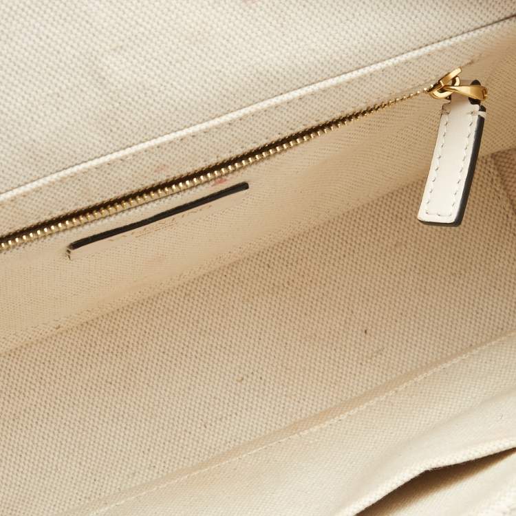 Pre Owned Valentino Off White Knitted Fabric Large Roman Stud Chain Bag