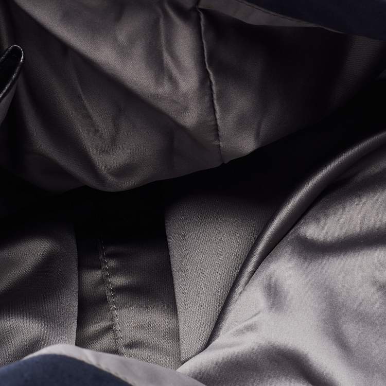 Pre Owned Valentino Blue/Silver Crystal Embellished Satin, Sequins and Leather Shopper Tote