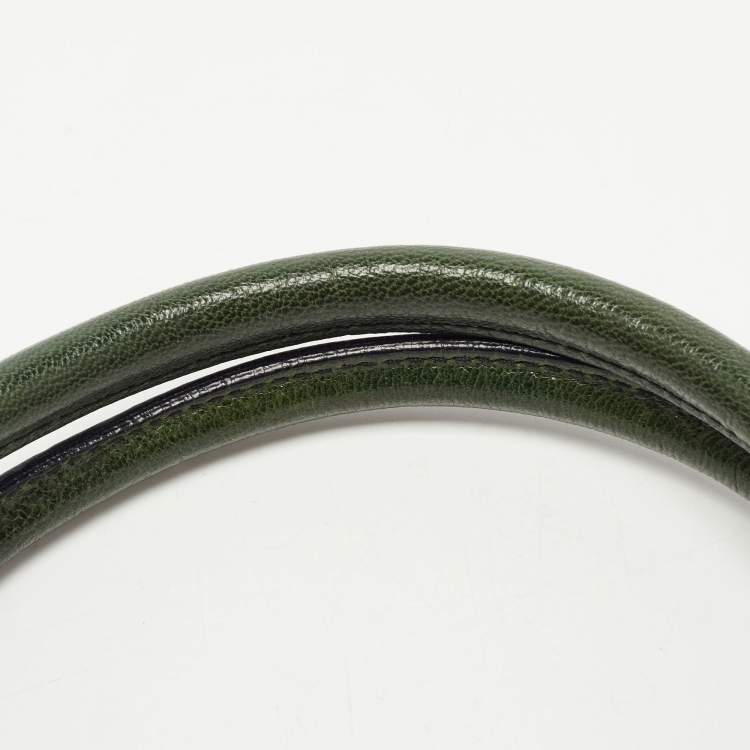 Pre Owned Valentino Green Glossy Leather Crystal Embellished Catch Tote