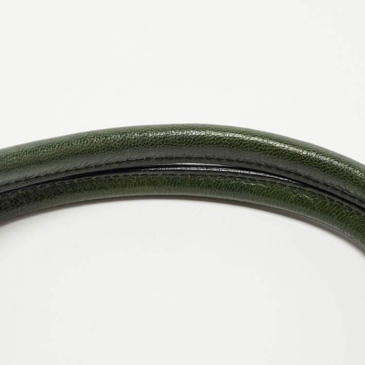 Pre Owned Valentino Green Glossy Leather Crystal Embellished Catch Tote