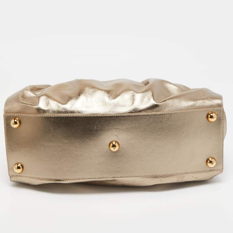 Pre Owned Valentino Metallic Leather Lacca Fleur Frame Satchel