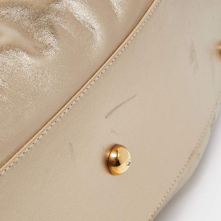 Pre Owned Valentino Metallic Leather Lacca Fleur Frame Satchel