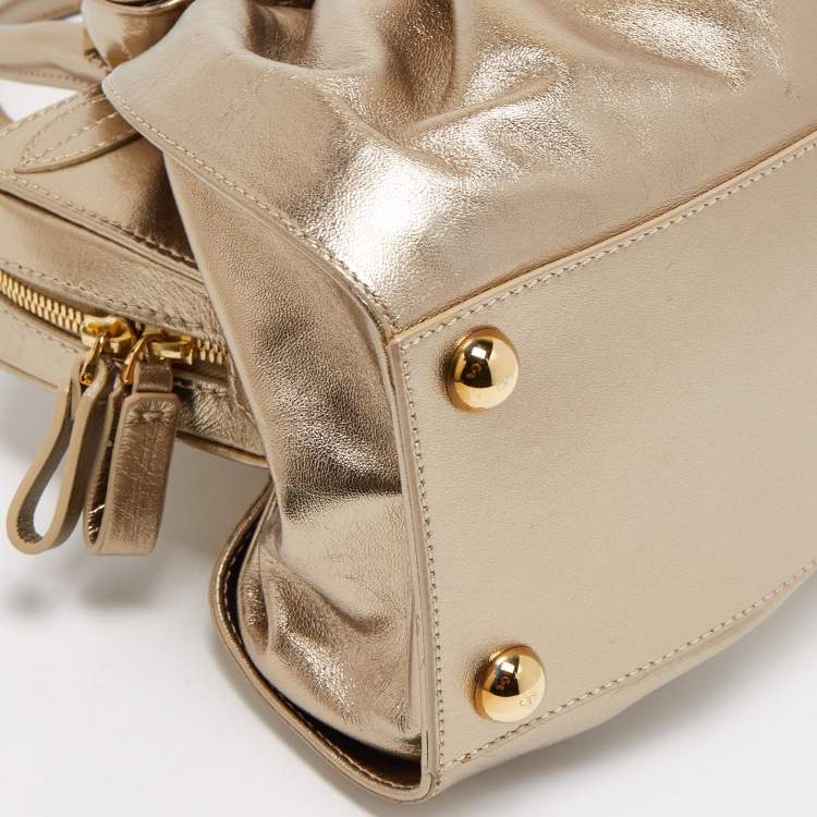 Pre Owned Valentino Metallic Leather Lacca Fleur Frame Satchel