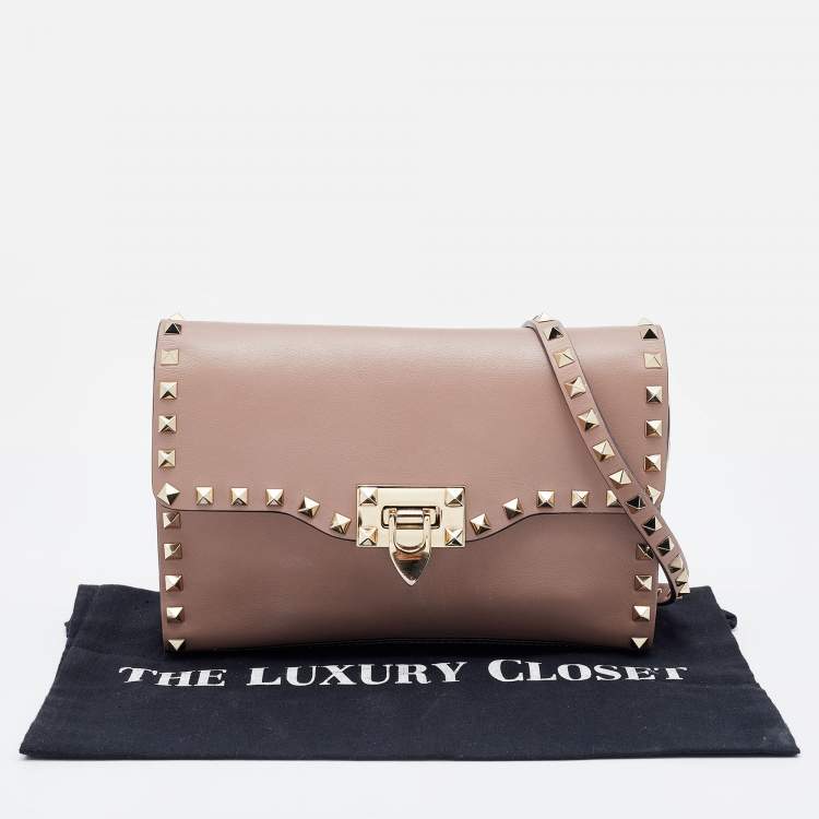 Pre Owned Valentino Pink Leather Small Rockstud Crossbody Bag