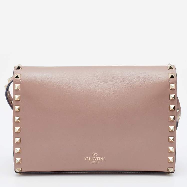 Pre Owned Valentino Pink Leather Small Rockstud Crossbody Bag