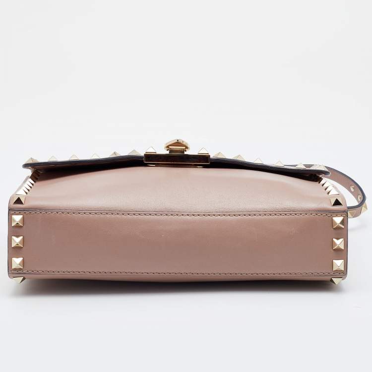 Pre Owned Valentino Pink Leather Small Rockstud Crossbody Bag