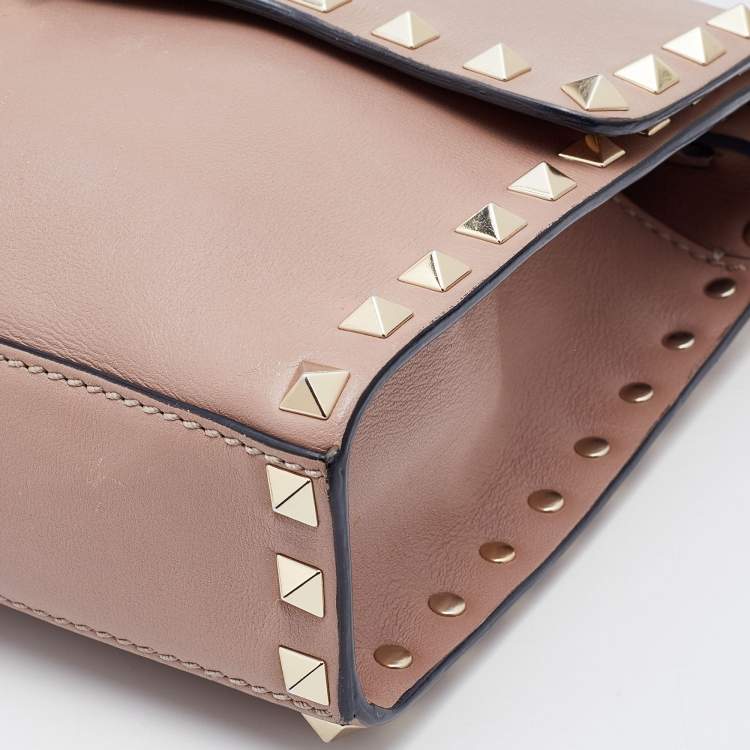 Pre Owned Valentino Pink Leather Small Rockstud Crossbody Bag