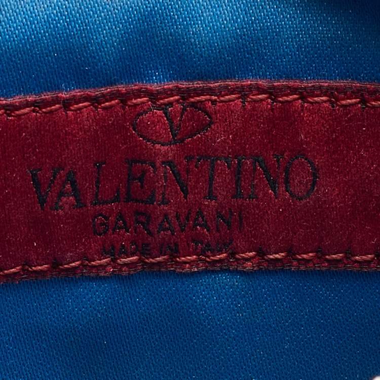 Pre Owned Valentino Blue Leather Flap Rockstud Wallet on Chain