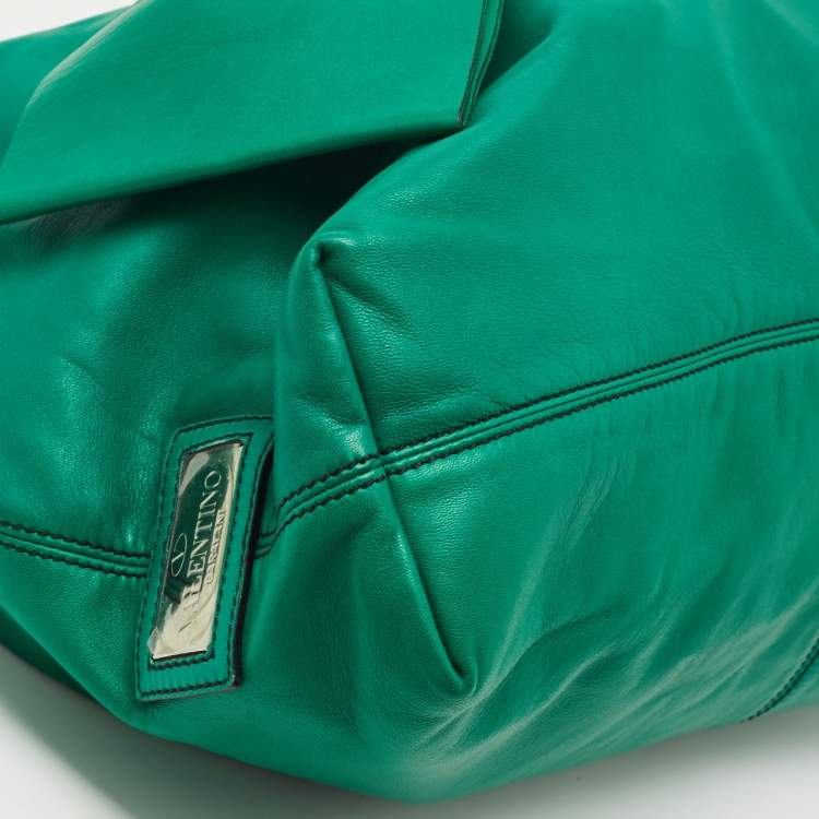 Pre Owned Valentino Green Leather Petale Hobo