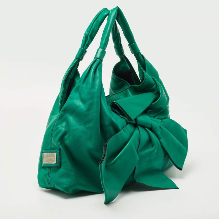 Pre Owned Valentino Green Leather Petale Hobo