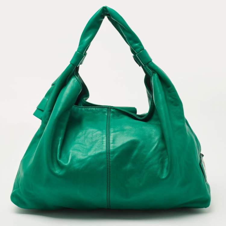 Pre Owned Valentino Green Leather Petale Hobo