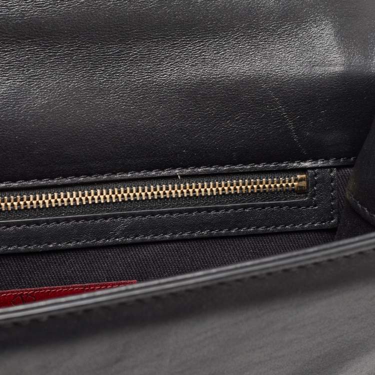 Pre Owned Valentino Black Leather Medium Glam Lock Chain Shoulder Bag