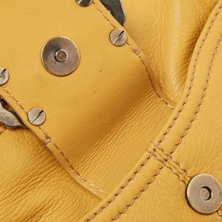 مملوكة مسبقًا Valentino Mustard Leather Crystals Embellished VLogo Hobo 