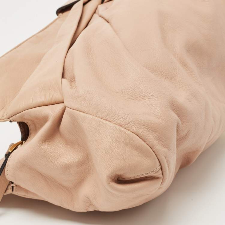 Pre Owned Valentino Beige Leather Bow Detail Shoulder Bag