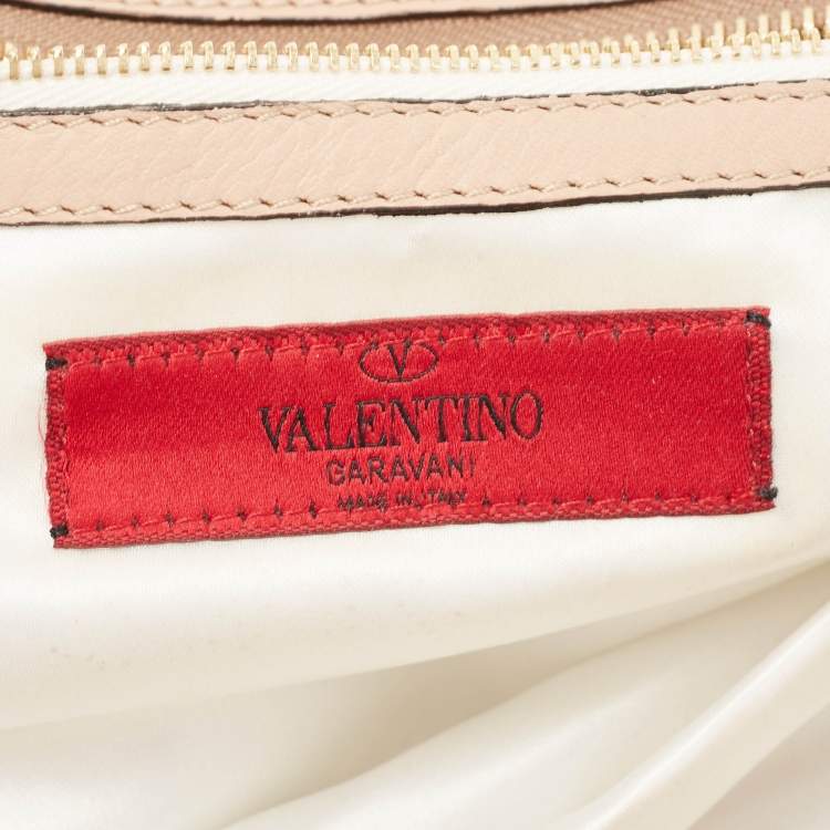 Pre Owned Valentino Beige Leather Bow Detail Shoulder Bag