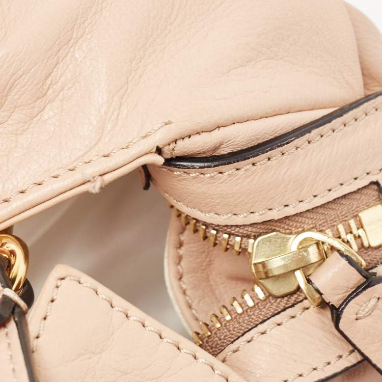 Pre Owned Valentino Beige Leather Bow Detail Shoulder Bag