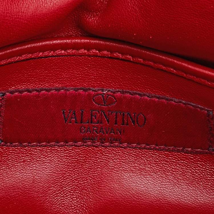 Pre Owned Valentino Red Quilted Leather Small Rockstud Spike Chain Shoulder Bag