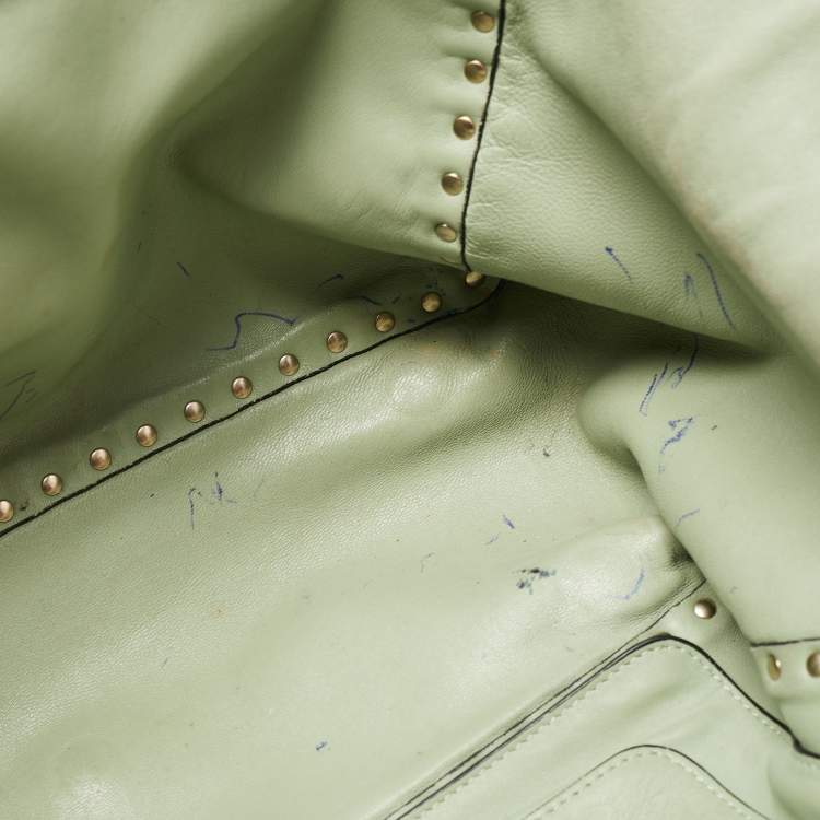 Pre Owned Valentino Multicolor 1975 Striped Leather Rockstud Trapeze Tote