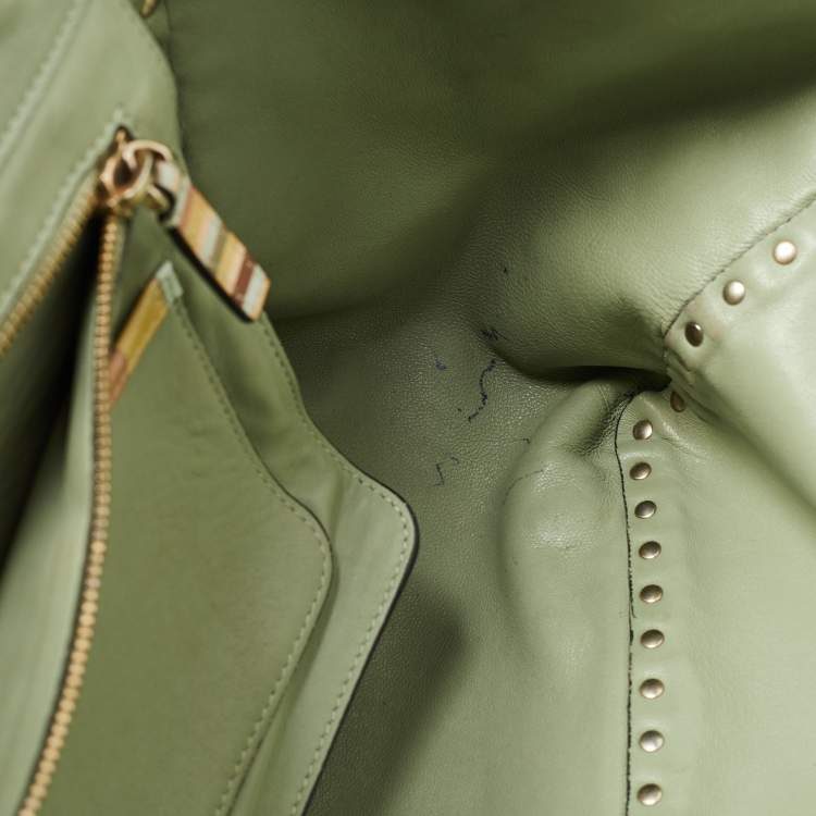 Pre Owned Valentino Multicolor 1975 Striped Leather Rockstud Trapeze Tote