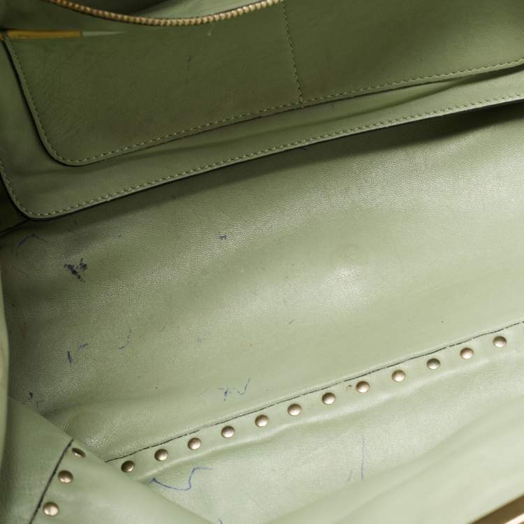 Pre Owned Valentino Multicolor 1975 Striped Leather Rockstud Trapeze Tote