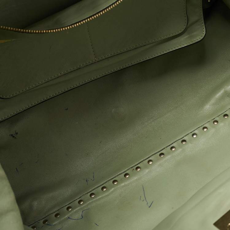 Pre Owned Valentino Multicolor 1975 Striped Leather Rockstud Trapeze Tote