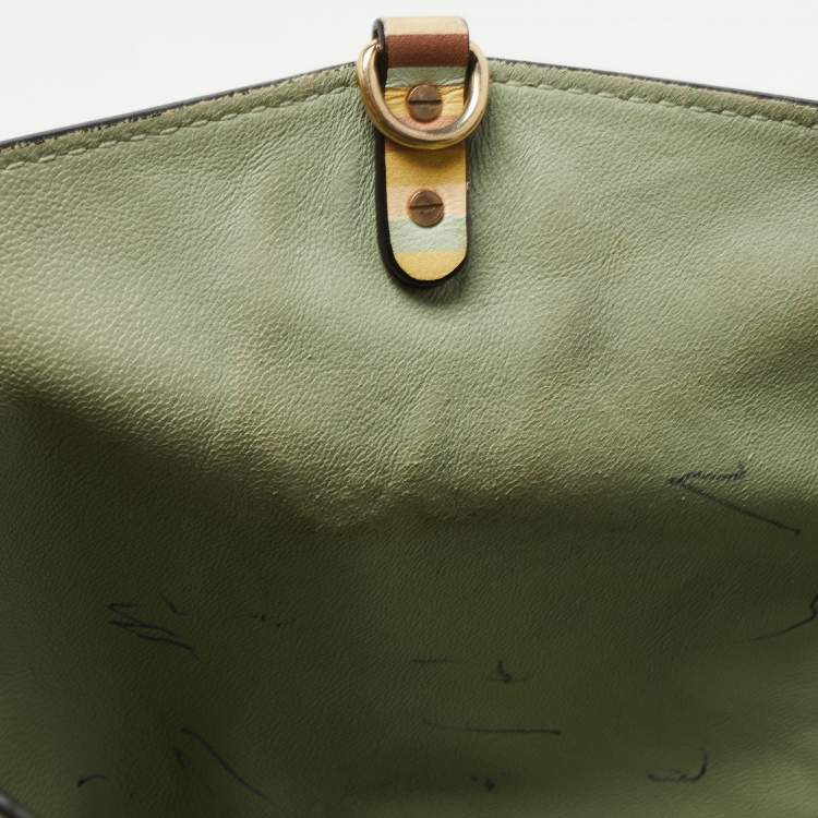 Pre Owned Valentino Multicolor 1975 Striped Leather Rockstud Trapeze Tote