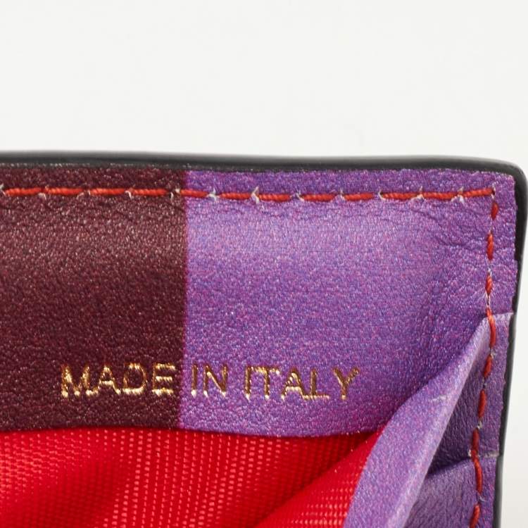 مملوكة مسبقًا Valentino Multicolor Stripe Leather Rockstud Card Case