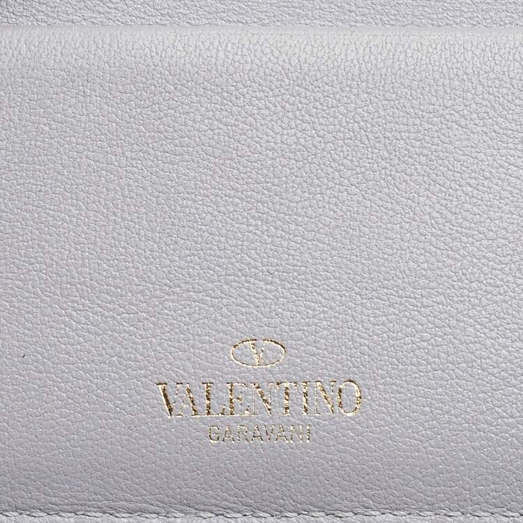 Pre Owned Valentino Grey Leather Rockstud Card Holder