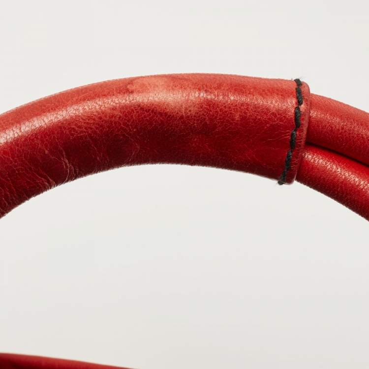 Pre Owned Valentino Red Leather Floral Applique Hobo