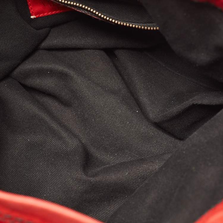 Pre Owned Valentino Red Leather Floral Applique Hobo