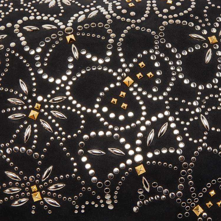 Pre Owned Valentino Black Suede Large Rockstud Embellished Wristlet Pouch