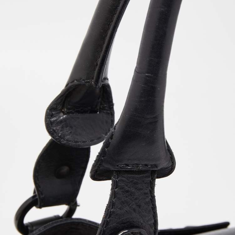 Pre Owned Valentino Black/Beige Pleated Leather Catch Satchel