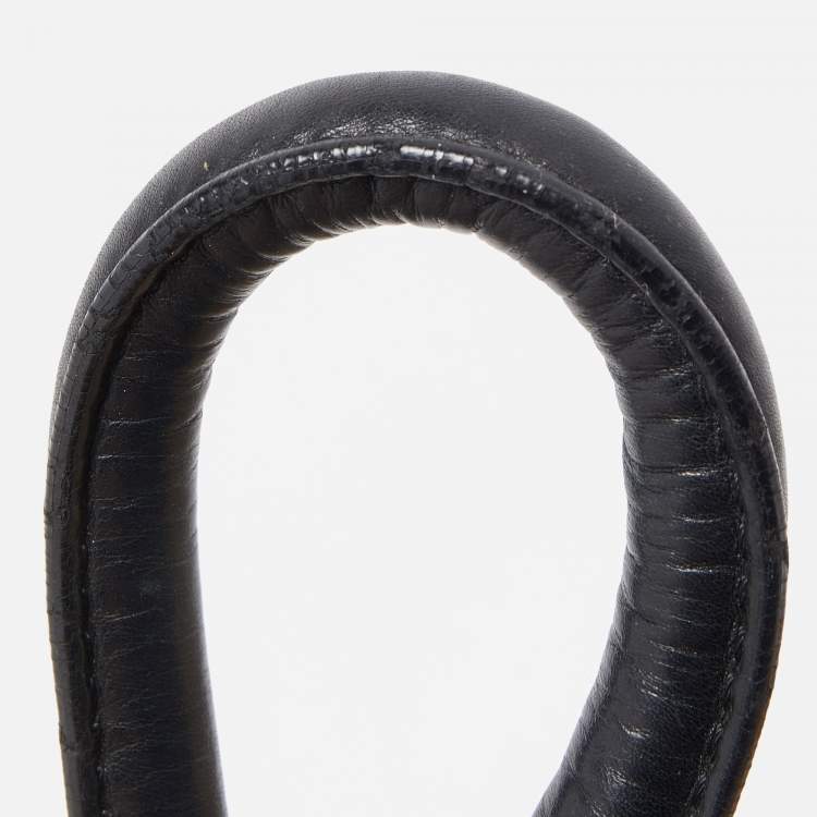 Pre Owned Valentino Black/Beige Pleated Leather Catch Satchel