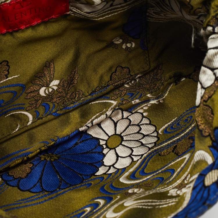 Pre Owned Valentino Green/Black Python VLogo Flap Hobo