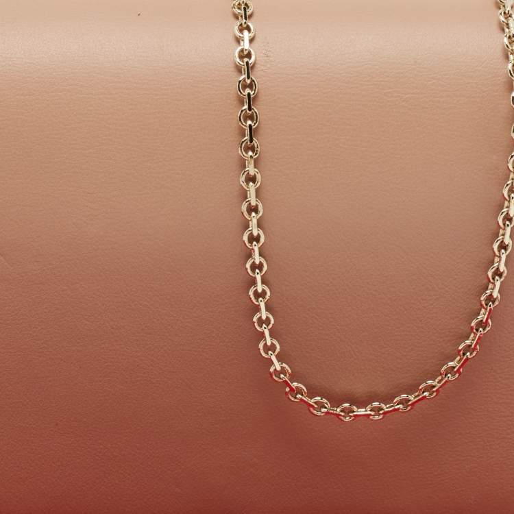 Pre Owned Valentino Beige Leather Rockstud Flap Chain Clutch
