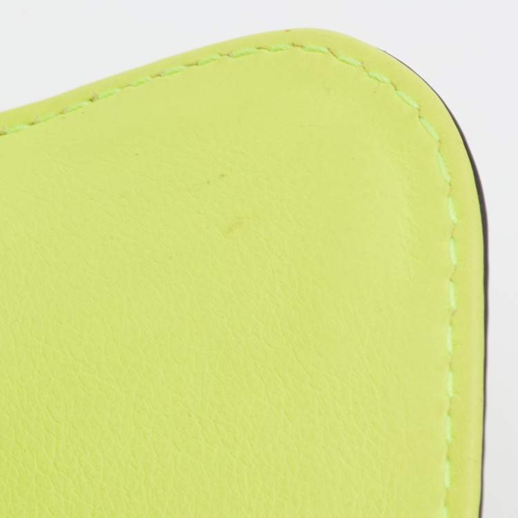 Pre Owned Valentino Neon Green Leather Small Rockstud Glam Lock Flap Bag