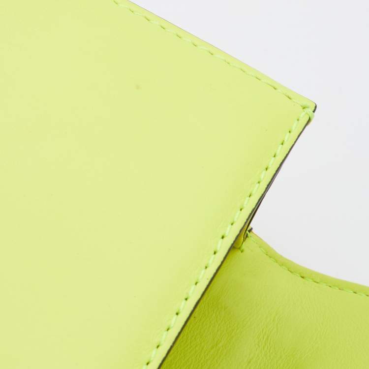 Pre Owned Valentino Neon Green Leather Small Rockstud Glam Lock Flap Bag