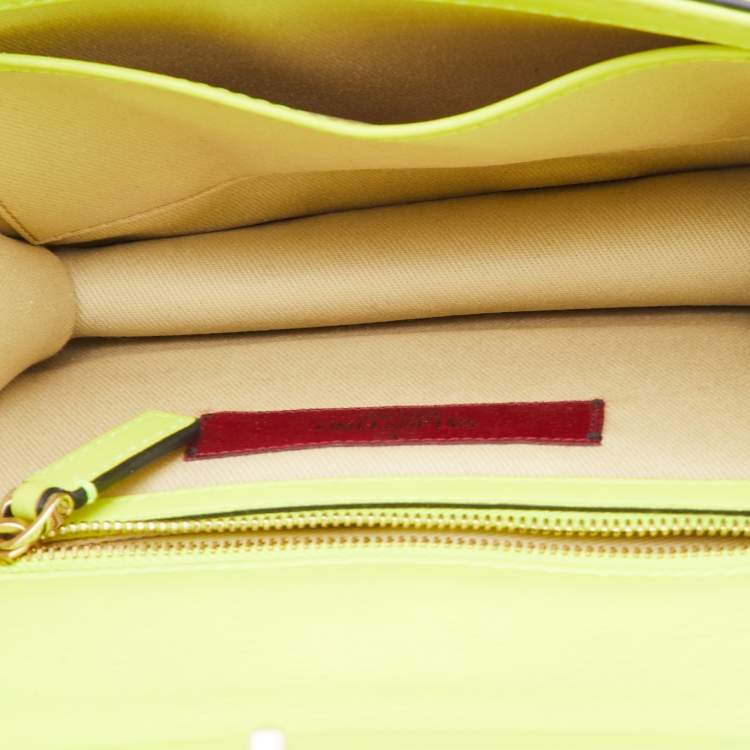Pre Owned Valentino Neon Green Leather Small Rockstud Glam Lock Flap Bag