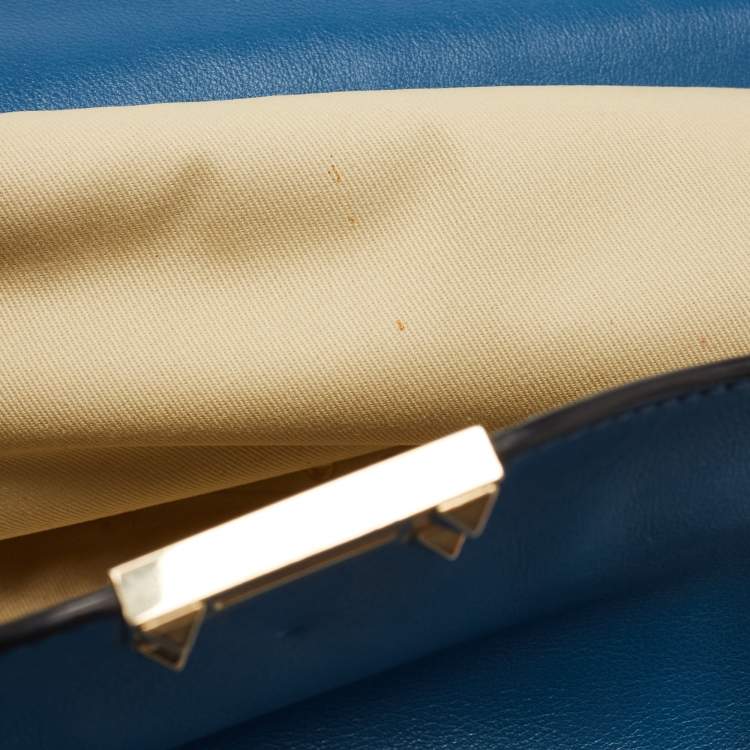 Pre Owned Valentino Blue Leather Rockstud Trapeze Tote