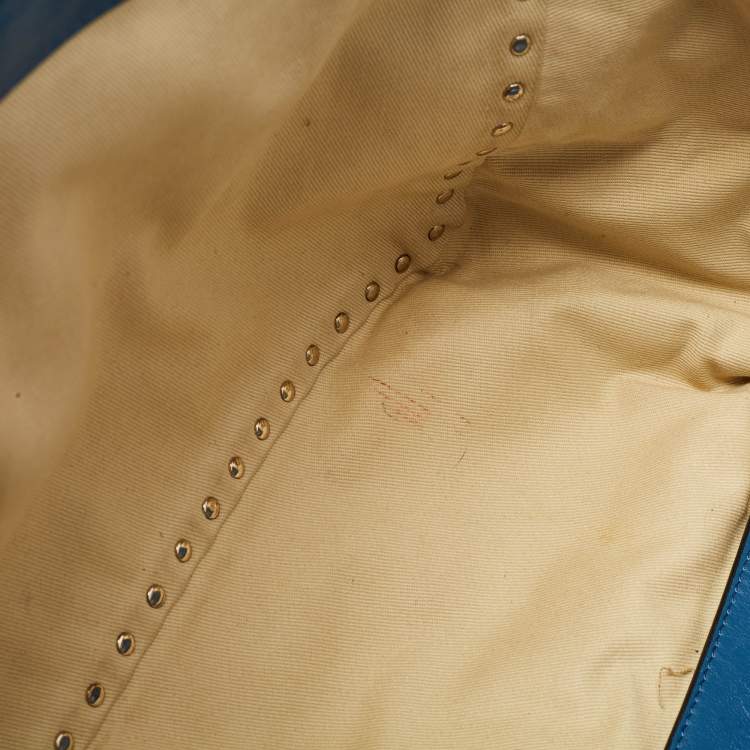 Pre Owned Valentino Blue Leather Rockstud Trapeze Tote