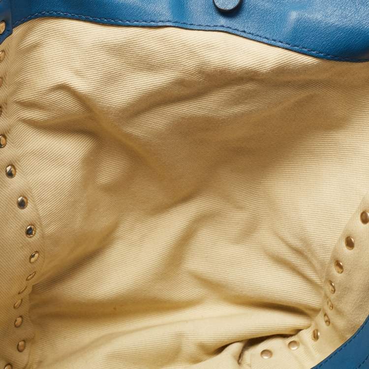 Pre Owned Valentino Blue Leather Rockstud Trapeze Tote
