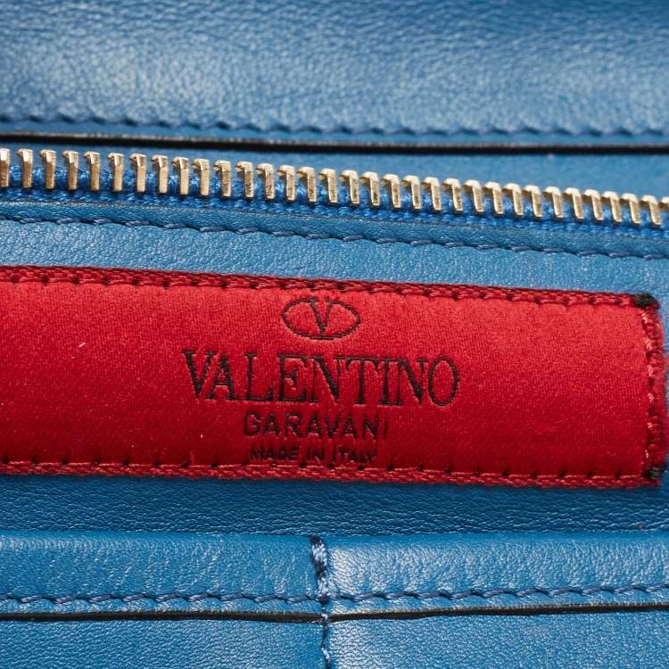 Pre Owned Valentino Blue Leather Rockstud Trapeze Tote