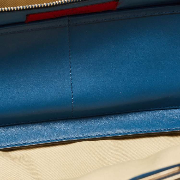 Pre Owned Valentino Blue Leather Rockstud Trapeze Tote