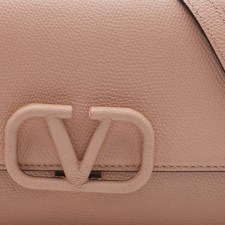Pre Owned Valentino Beige Leather Small VSling Clutch Bag