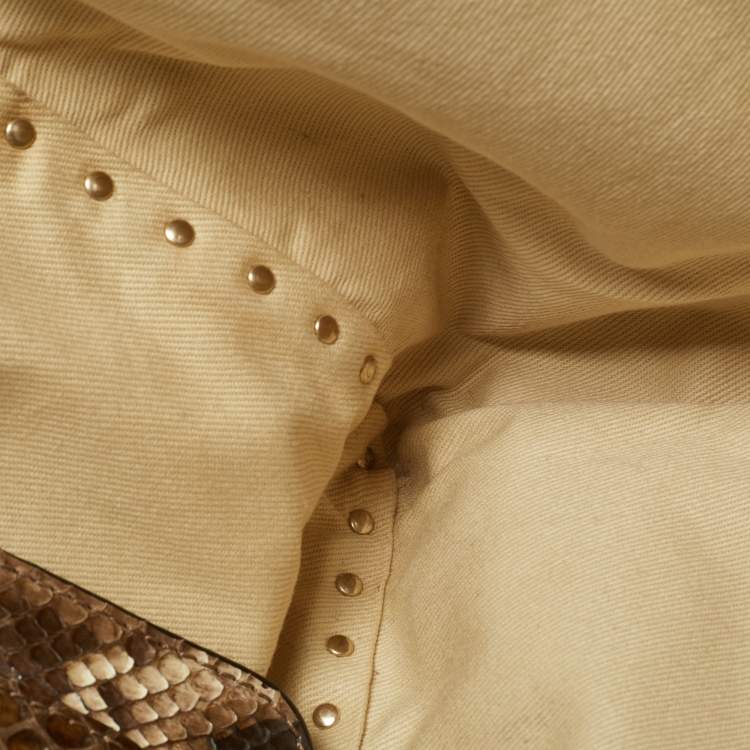 Pre Owned Valentino Brown/Beige Python Rockstud Trapeze Shopper Tote